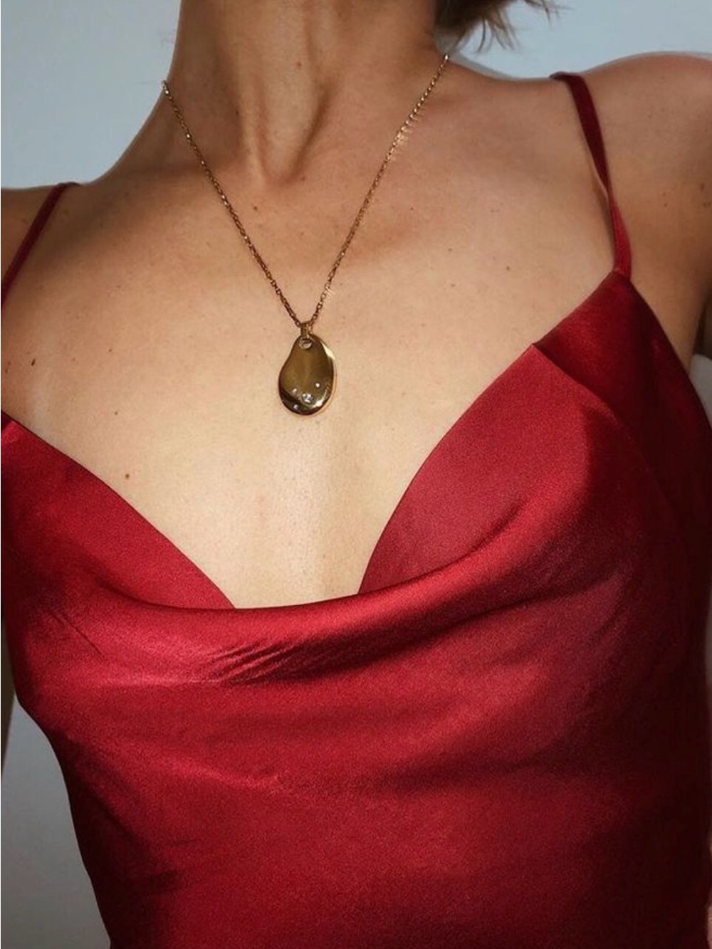 NWT, Andjela Collection, Red Slip Dress, Cowl Neck, Tie Back, XS